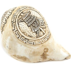 Carved Ashtamangala Conch Shell (Victory Banner) - Handmade in Nepal - Buddhist Ceremonial Decor for Meditation
