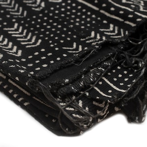 Bogolan Mud Cloth | Handmade in Mali | Authentic African Textile | Premium Quality Fabric | Ebony Black | Mande Design
