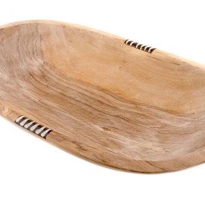 African Wooden Tray | Handmade in Kenya | Inlaid with Batik Bone | Artisanal Decorative Tray