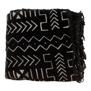 Bogolan Mud Cloth | Handmade in Mali | Authentic African Textile | Premium Quality Fabric | Ebony Black | Gao Design