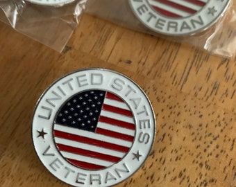 United States Veteran Flag Enamel Metal Pin, Hat tac, Jacket, Bag Lapel Pin.