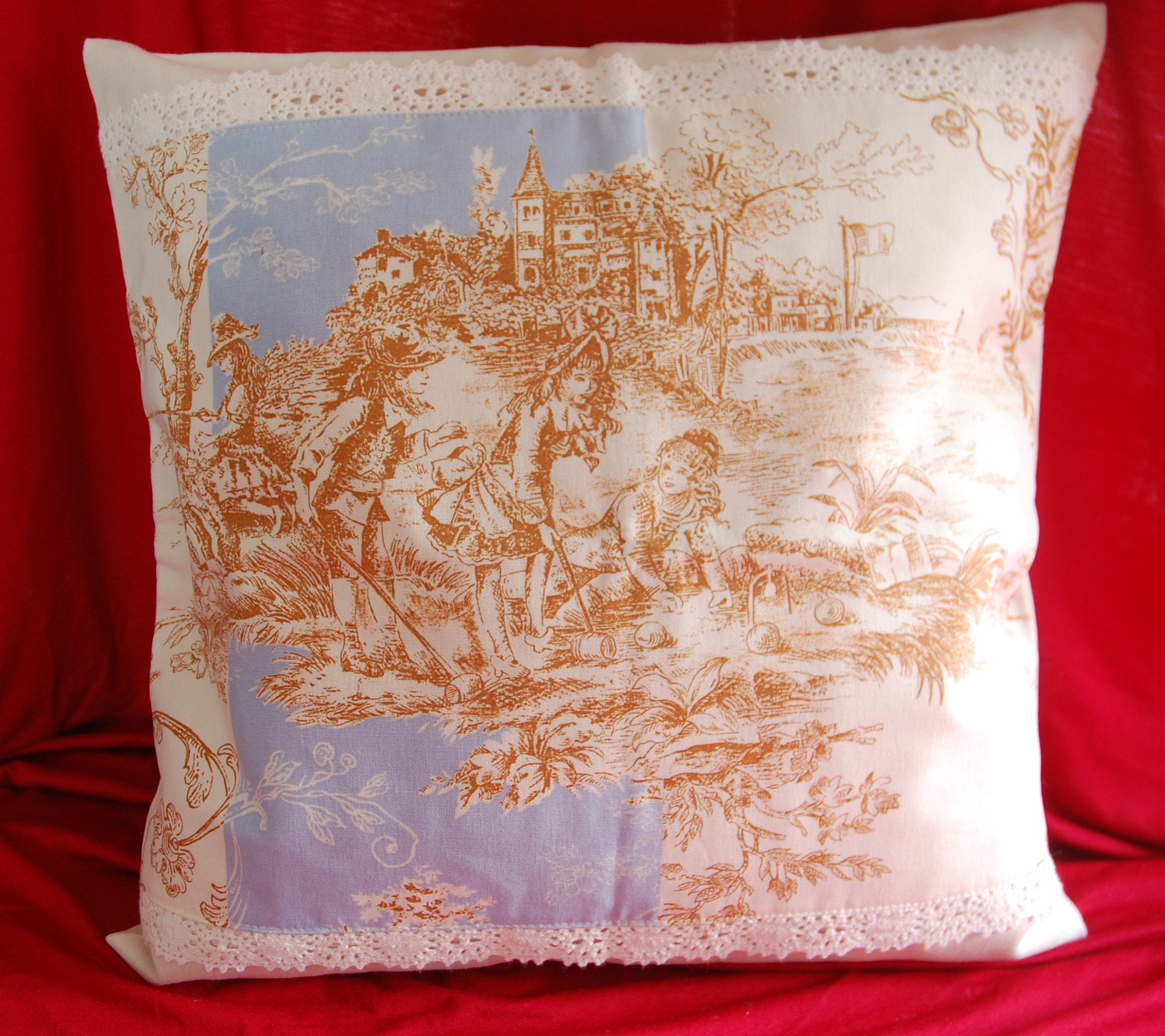 Housse de Coussin 40/40 Toile de Jouy