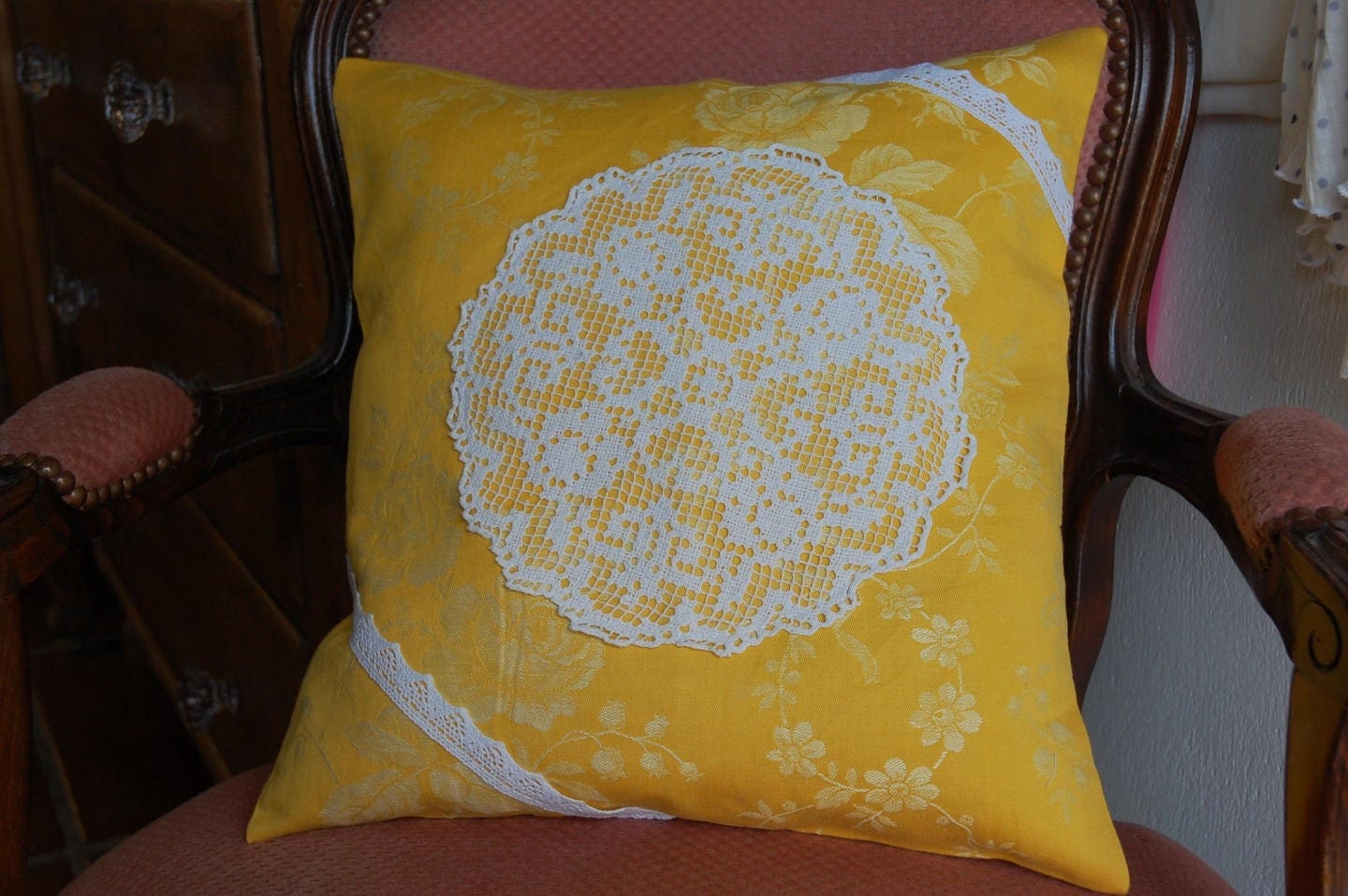 Housse de Coussin Centre Crochet 40/40