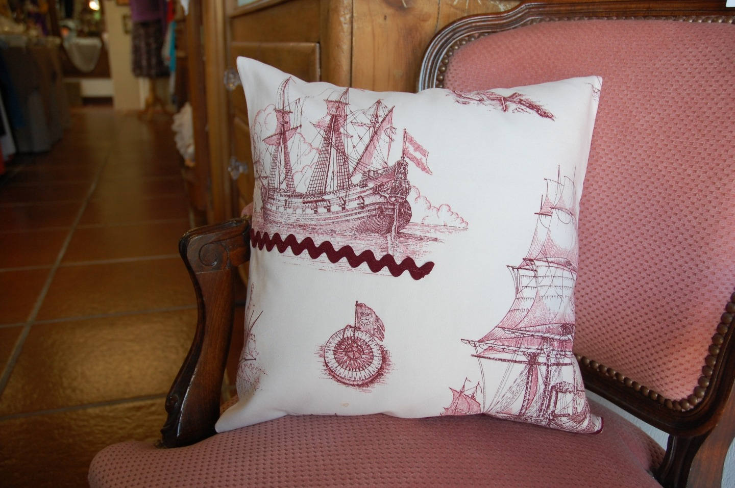 Housse de Coussin Beige et Bordeaux 40/40