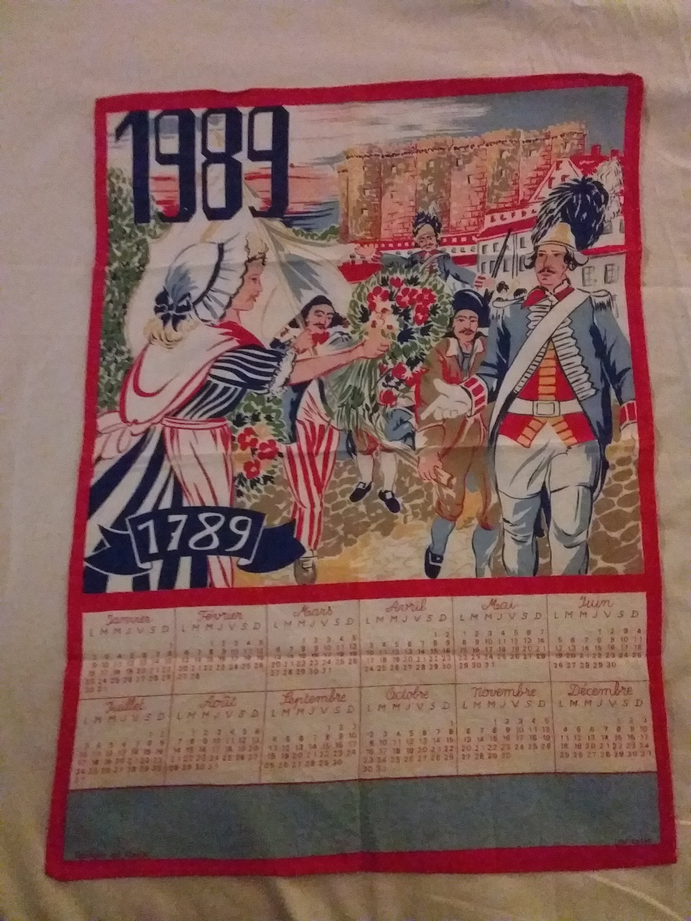 Torchon Vintage Calendrier 1989