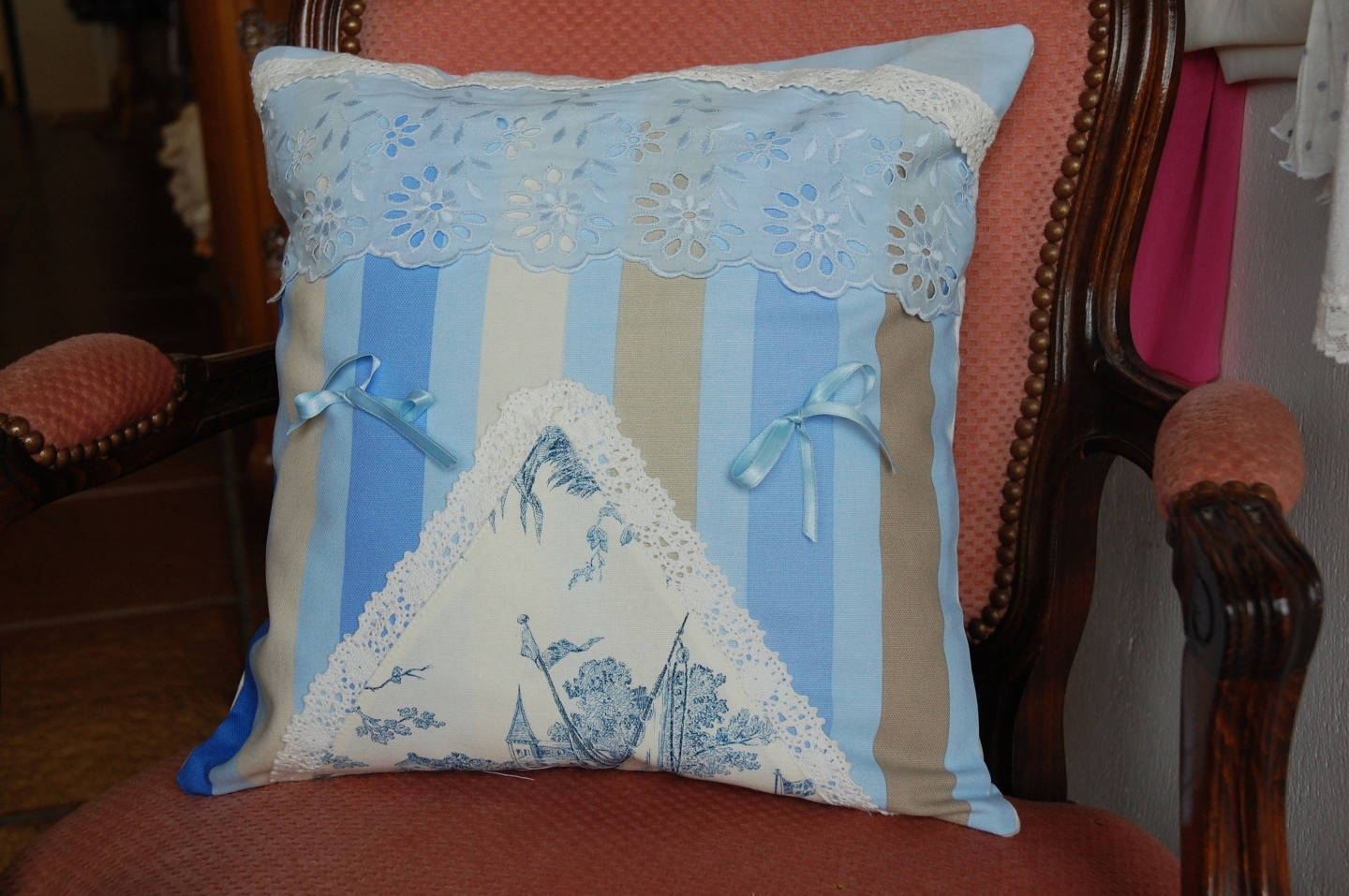 Housse de Coussin Toile Rayée 40/40