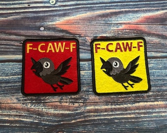 F-Caw-F Kråka Broderad Sy-på-lapp