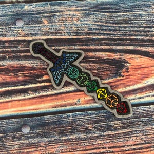 Dice Sword Embroidered Sew On Patch