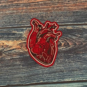 Anatomical Heart, Realistic, Embroidered Sew On Patch