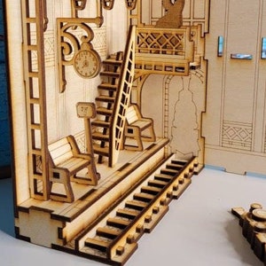 Book Nook Train station - Shelf Insert- DIY Bookend Kit - Train Diorama - Home Decor