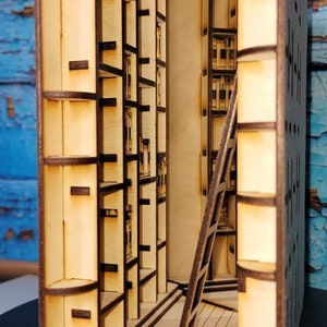 Library Book Nook Shelf Insert DIY Book Nook Kit Diorama Home Decor Book End image 8