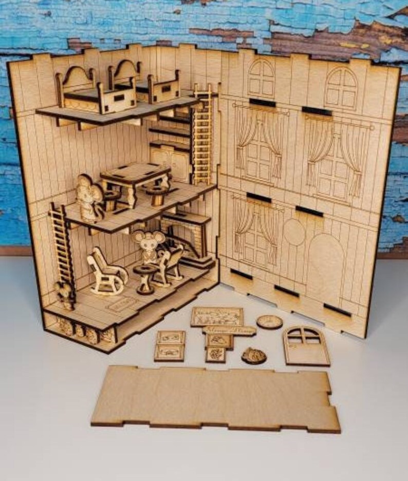 Book Nook Shelf Insert DIY Book Nook Kit Mouse Themed Etsy