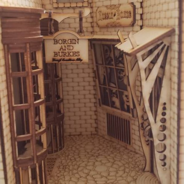 Alley Book Nook -  DIY Kit Book Nook Shelf Insert - Book End - Diorama