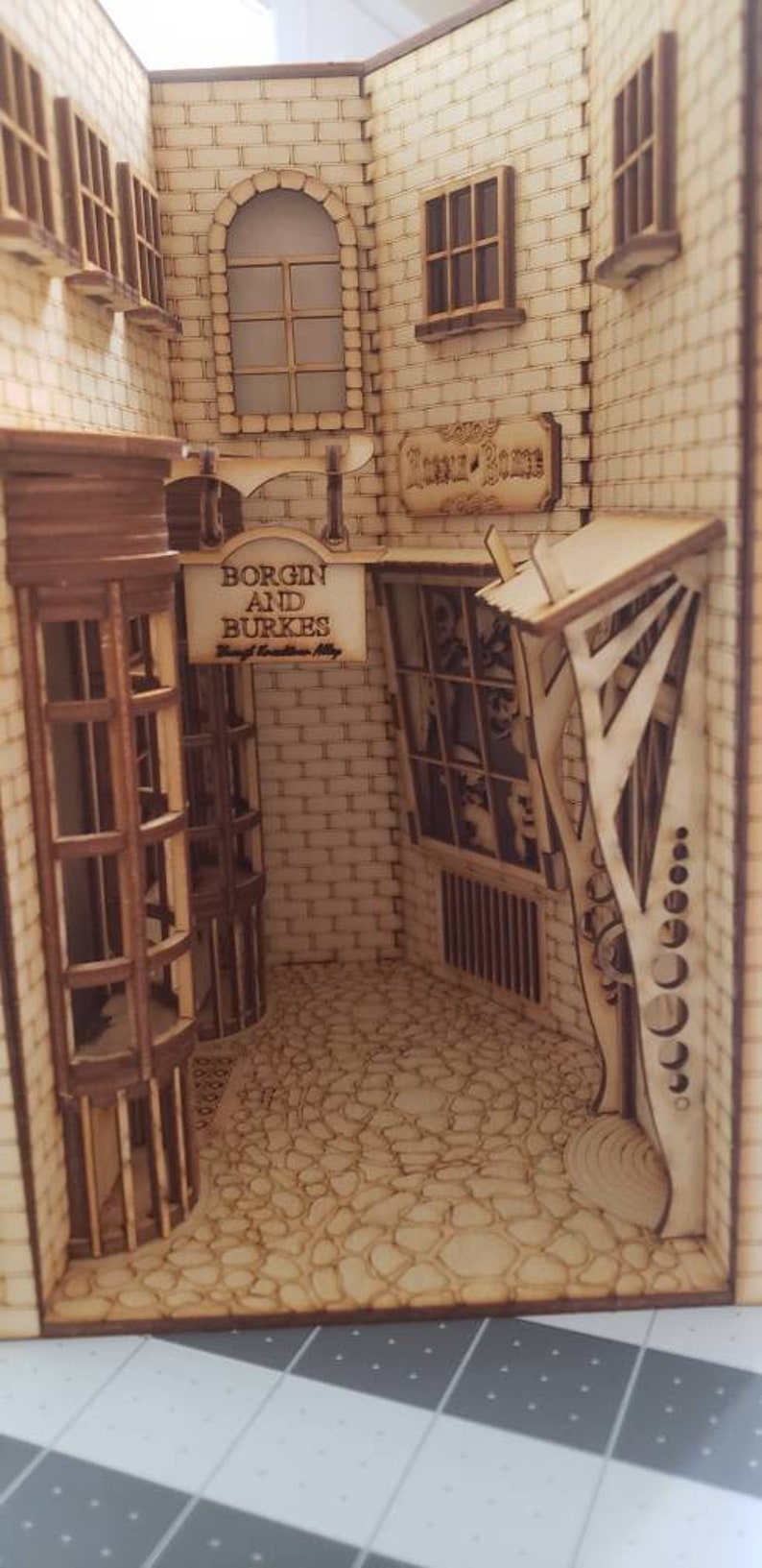 Alley Book Nook -  DIY Kit Book Nook Shelf Insert - Book End - Diorama 
