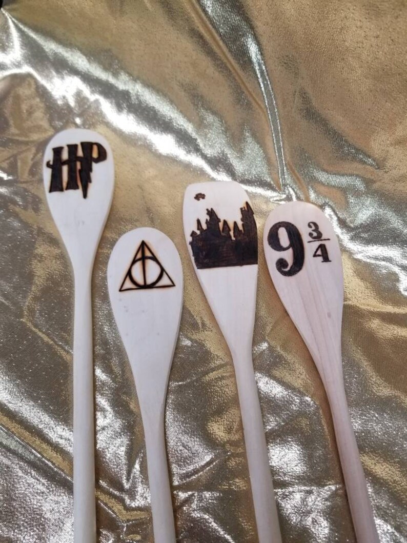 Harry Potter Themed Wood Burned Spoons Etsy
