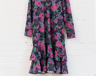 Vintage Floral Ruffle Dress