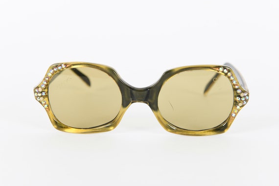 Incredible Unique Vintage 1920s Green Diamanté Sun