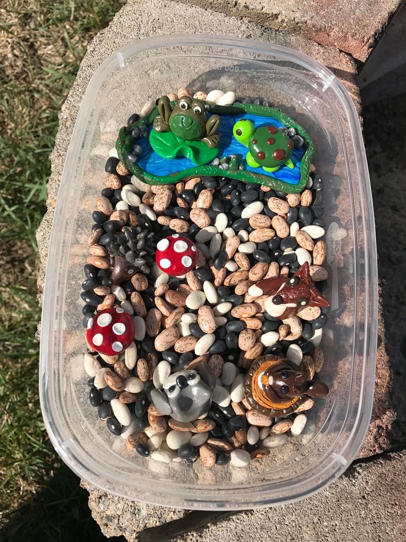Woodland animal sensory/play therapy bean tray Etsy