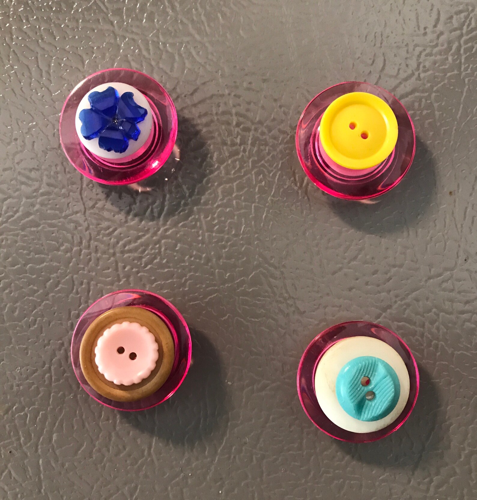 Four Vintage Button Refrigerator on a Pink Base Etsy UK