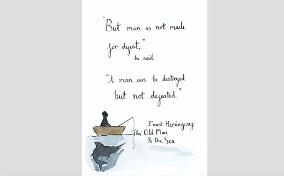 Ernest Hemingway Zitat Der Alte Mann Und Das Meer Etsy