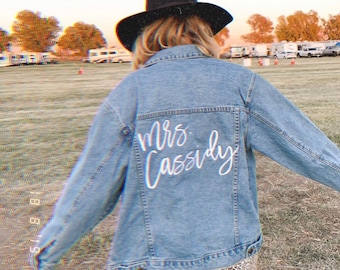 CUSTOM Embroidered Women's Relaxed Fit High Quality Denim Jacket With Personalized Name __ Bridal Jacket __ Bridesmaid Jackets