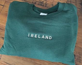 Embroidered IRELAND Deep Forest Unisex Crewneck Sweatshirt