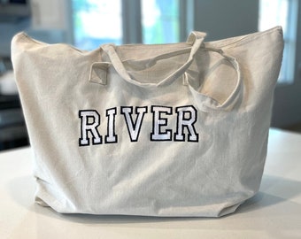 CUSTOM Embroidered Name Zipper Tote Bags __ Weekender Bag