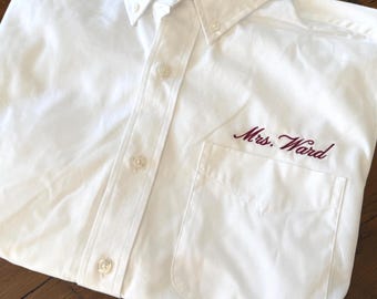 CUSTOM Embroidered Name Over Pocket Oversized Button Down Shirts