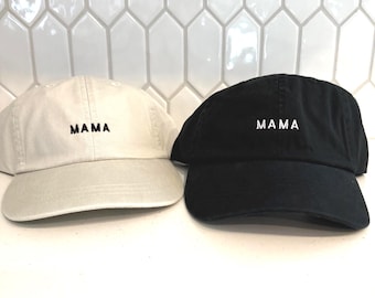 MAMA Embroidered Ivory or Black Dad Hat
