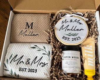 Custom Embroidered Gift Box: Engagement, Newlywed & Housewarming