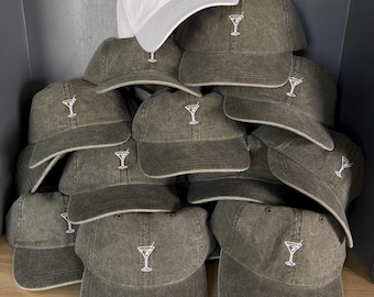 Embroidered Martini Bachelorette Party Hats