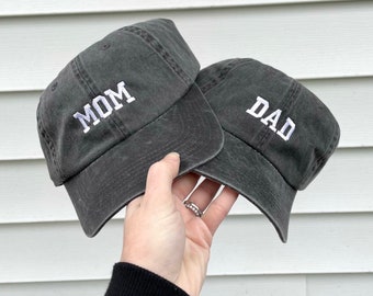 Embroidered MOM & DAD Unstructured Hat Set