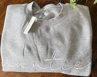 CUSTOM Embroidered Heather Grey Unisex Crewneck Sweatshirt __ Mother’s Day Gift