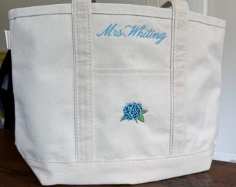 CUSTOM Embroidered Natural Tote Bag Choose Your Icons & Text