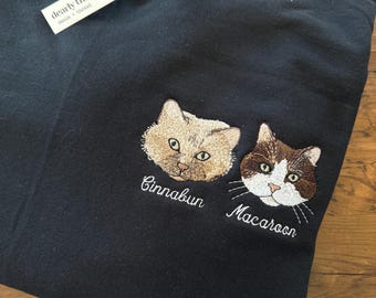Custom Embroidered Pet Portrait Crewneck Sweatshirt