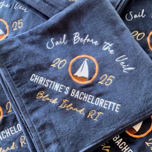 CUSTOM Embroidered Beach Towel __ Bachelorette Party Swag
