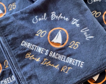 CUSTOM Embroidered Beach Towel __ Bachelorette Party Swag