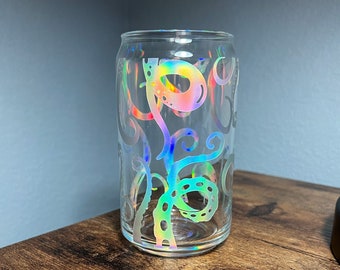 Holographic Octopus Beer Glass Can | 16 oz | Animal | Glass Can