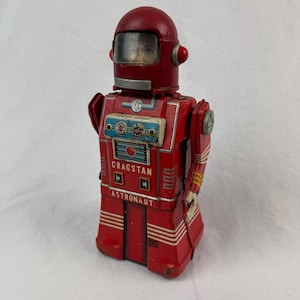 YONEZAWA Cragstan Walking Astronaut Vintage Metal Collectible Toy - Made In Japan