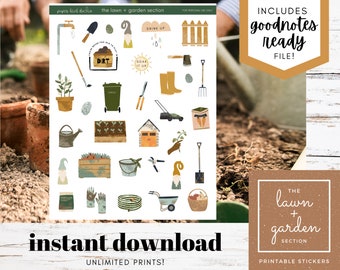 Autocollants de jardinage imprimables + | numérique Planificateur, Bujo, Memory Keeping, + Goodnotes | Outils de jardin, gnomes de jardin | TÉLÉCHARGEMENT NUMÉRIQUE INSTANTANÉ