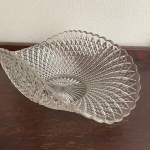 Antique Glass Bride&#39;s Basket, Likely Antique Manganese Glass Folded Pressed Glass Taco Shaped Bowl