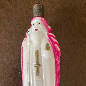 Rare Vintage Saint Nicholas Figural Milk Glass Bulb, With Cross and Staff, 1930's, Japan