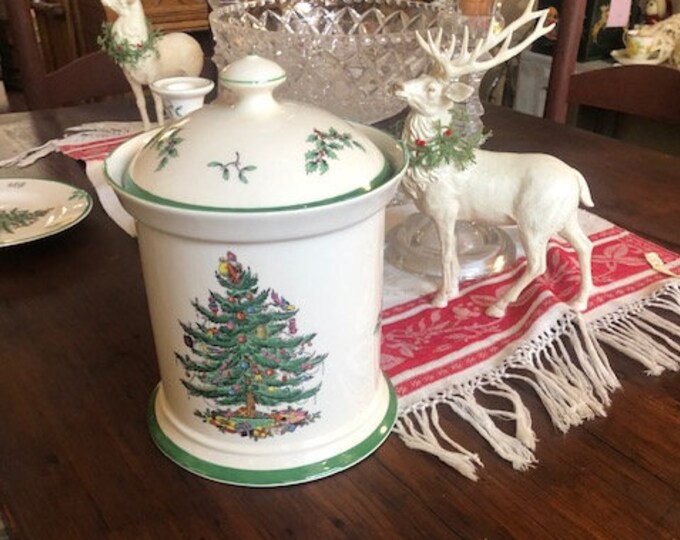 Vintage Spode Christmas Tree Cookie Jar, Marked Spode England S3324 L