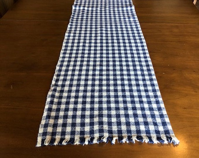 Vintage Blue and White Check Table Runner, 39 Long X 17 Wide, Farmhouse Decor Etsy