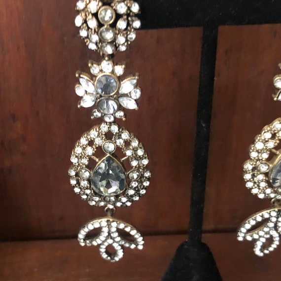 Vintage Dangling Rhinestone Earrings, Vintage Pie… - image 2