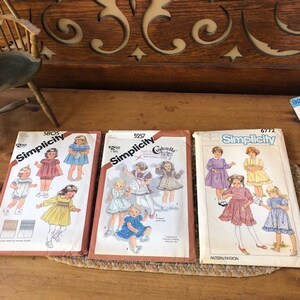 Vintage 1980&#39;s Simplicity Children&#39;s Patterns, Three Patterns in Sizes 2, 3 and 4