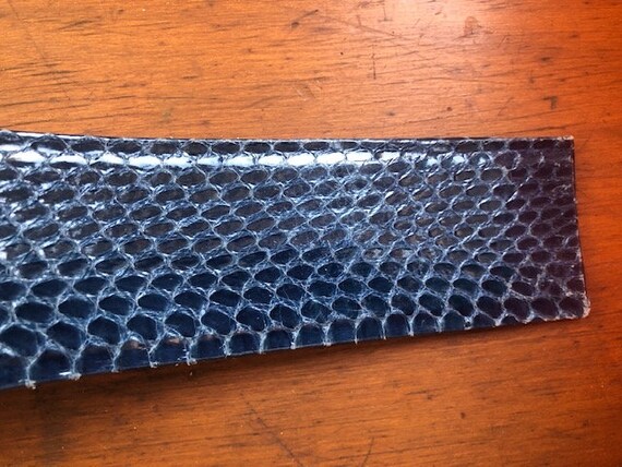 Vintage Beaded Blue Snakeskin Belt, Adjusts to 27… - image 6
