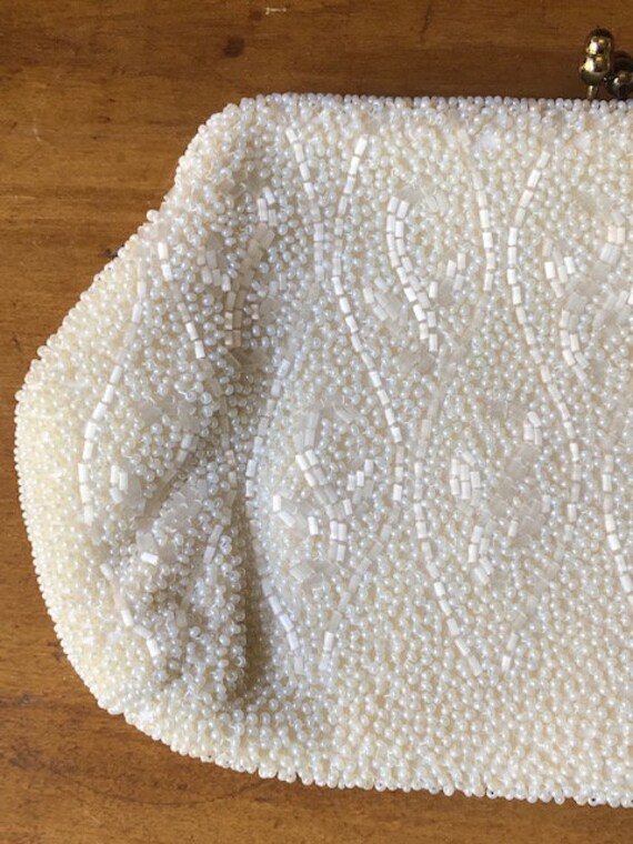 Vintage Beaded White Clutch Purse With Thousands of Round and Straight Beads Etsy