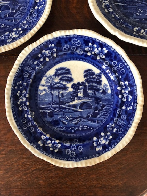 4 Antique Copeland England Spode's Tower Plates With Gadroon Rim