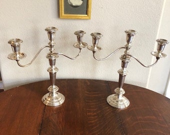 Vintage Empire Sterling Silver Weighted Candelabras, 8 Pieces, Converts to 10 Different Candle Holders, Candelabras and Pairs